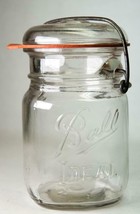 Old Ball Ideal 1-Pt Clear Glass Canning Jar Slightly Squared - £3.99 GBP