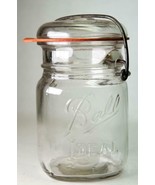 Old Ball Ideal 1-Pt Clear Glass Canning Jar Slightly Squared - £3.93 GBP