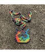 Beaded Bead Fusion Psychedelic Cat Necklace 19” Chain 4” Cat - €9,42 EUR