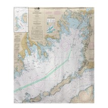 Betsy Drake Buzzards Bay, MA Nautical Map Fleece Throw - £54.37 GBP