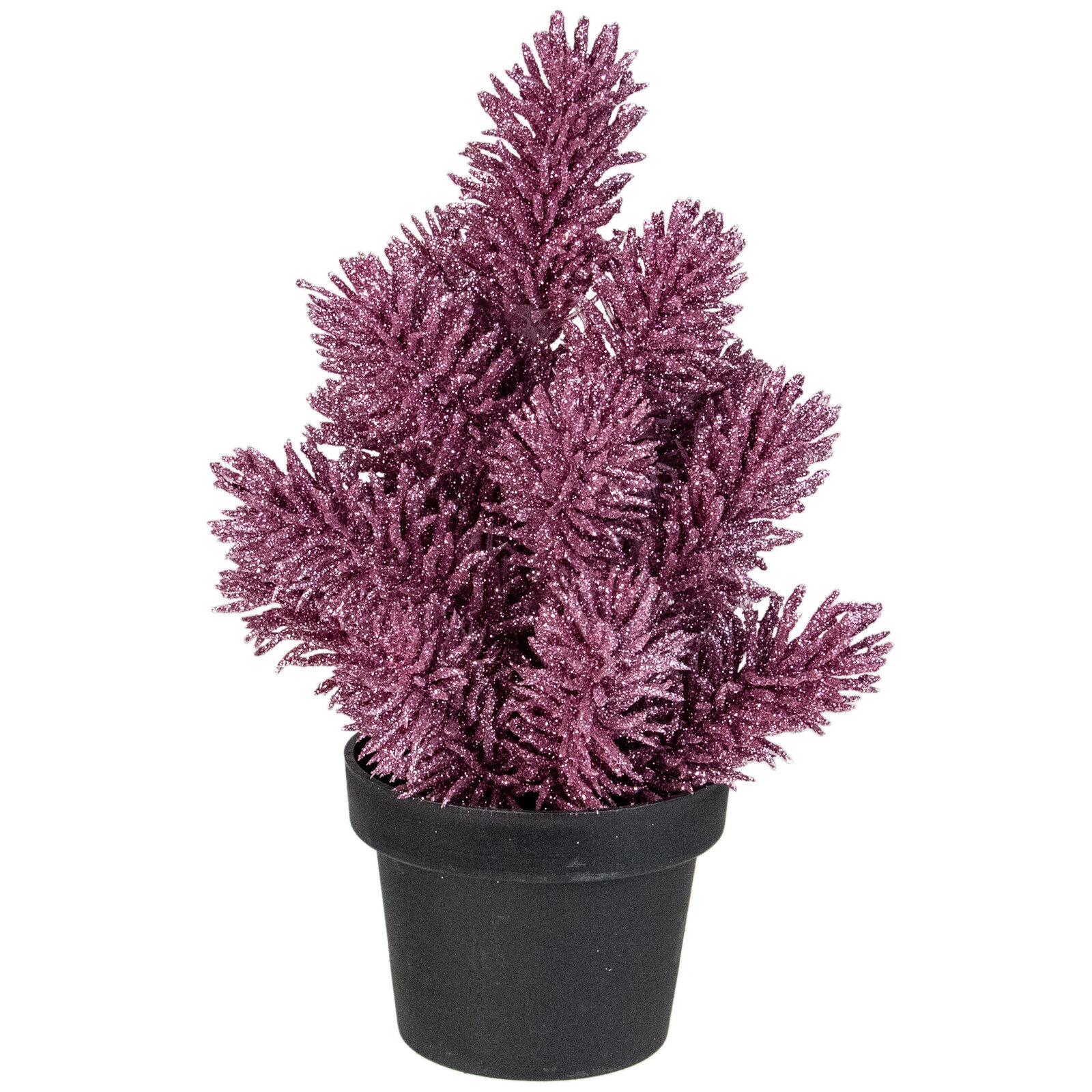 US Seller 8.5In Pink Potted Metallic Glitter Artificial Pine Christmas T... - $24.98