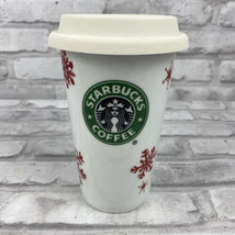 Starbucks Travel Mug Cup Tumbler 2010 Christmas Red Snowflakes Mermaid L... - $13.85