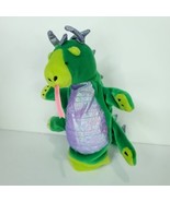 Small Green Blue Dragon Hand Puppet Plush Stuffed Animal Toy 9&quot; Shiny Belly - $22.76