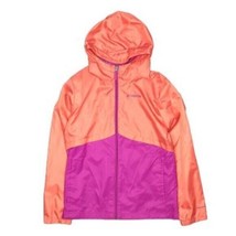Columbia Windbreakers Jacket Kids 14 Pink/Orange Color Block Polyester Full Zip - £19.35 GBP