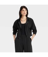 A New Day Women&#39;s Double Knit Full Zip Hoodie Sweatshirt LARGE Black New - $31.54 CAD