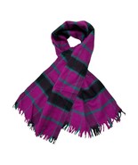 Vintage Plaid Wool Scarf – Purple, Green &amp; Black – Made in Uruguay - $40.08 CAD