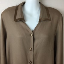 Notations Women&#39;s Brown Blouse Padded Shoulders Work Office Career Size 10 - $34.99