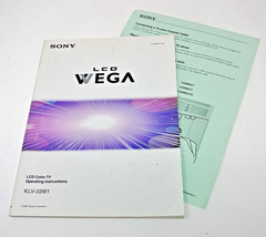 SONY LCD WEGA Color TV 2004 Operating Instruction Booklet KLV-32M1 Manual - $7.95