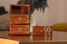 Drawer organizer Wood &amp;Brass Handcrafted Stylish Desk Organizer By MARMO... - $38.32