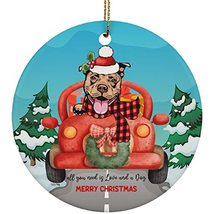 hdhshop24 Love and America Pitbull Dog Merry Christmas Ornament Gift Pin... - £15.53 GBP