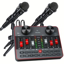 Podcast Equipment Bundle, All-in-One Audio Interface DJ Mixer with 2 Con... - $83.16