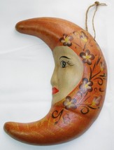 10&quot; Rustic Crescent Moon Clay Ceramic Dimensional Hanging Wall Art Decor M5 - £15.82 GBP