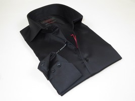 Men Dress Shirts AXXESS Turkey 100% Soft Egyptian Cotton 223-07 Solid Black - £70.77 GBP