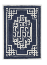 5 X 7 Navy Blue Ivory Hand Tufted Bordered Greek Key Indoor Area Rug - €197,96 EUR