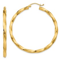 14K Yellow Gold Twisted Hoop Earrings Jewelry 45mm x 43mm - £288.42 GBP