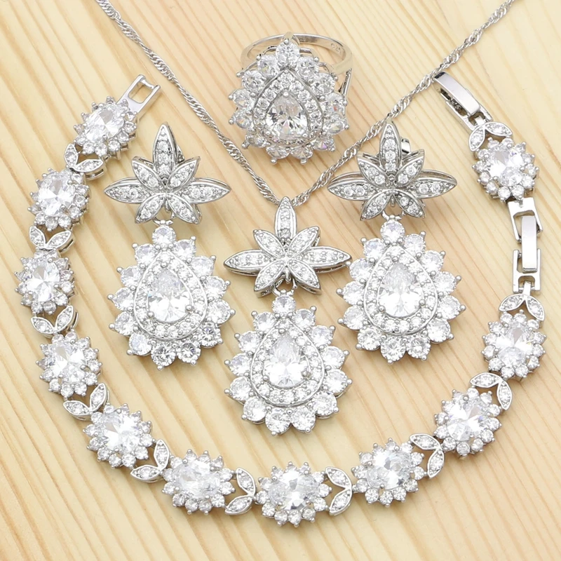 Jewelry kits for bride cubic zirconia crystal water drop ring bracelet pendant earrings thumb200