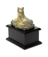 Wood Trinket Jewelry Box Resin Wolf With Baby Lid Wild Animals Vintage - £19.37 GBP