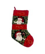 Needlepoint Embroidered Christmas Stocking Vintage Flannel Santa Claus H... - $237.52 MXN