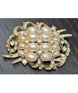 Vintage Art Arthur Pepper Faux Pearl Rhinestone Cluster Brooch Art Deco - $467.40 MXN