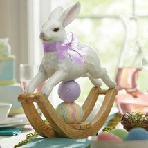 Lenox Easter Bunny Rocking Horse Figurine Centerpiece Ribbon Eggs 12 1/2&quot; NEW - £150.28 GBP