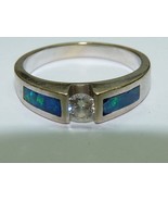 Elegant Vintage Marked 14K White Gold Ring ~0.20 ct Diamond &amp; Opal Stone... - $6,604.56 MXN