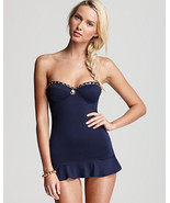 NWT New $160 Navy Blue Gold Chain Juicy Couture Swimsuit Bandeau Swim Dr... - £43.61 GBP