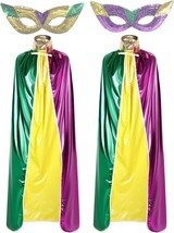 4 Pcs Mardi Gras Accessories Set Include 2 Pcs Mardi Gras Cape Full Length Costu - £36.75 GBP