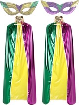 4 Pcs Mardi Gras Accessories Set Include 2 Pcs Mardi Gras Cape Full Length Costu - £35.06 GBP