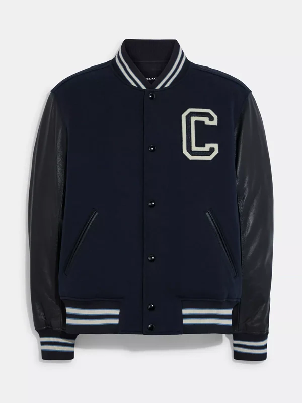 Jacket With Leather Sleeves Coach Varsity - $2,390.89 MXN+