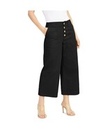 INC Womens 6 Deep Black Button Fly Wide Leg Culotte Pants NWT BV26 - $636.56 MXN