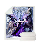 Snowy Forest Owls Horses and Purple Fairy Queen Throw Blanket - $55.90+