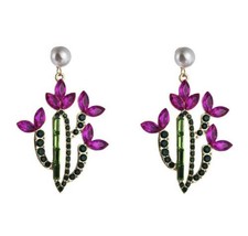 pearl pink cactus big fashion earrings Mexico 5 de Mayo new - £10.34 GBP