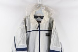 NOS Vtg 90s Streetwear Mens XL Striped Spell Out Hooded Mountain Jacket White - $98.95