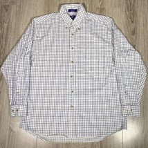 Pendleton Men’s Lg Broadway Cloth Blue Check Button Shirt Wrinkle Resistant - £11.60 GBP