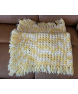 Cozy Soft Handmade Knit Baby Blanket Crib Throw Fringe Yellow Cotton 32 ... - £13.20 GBP