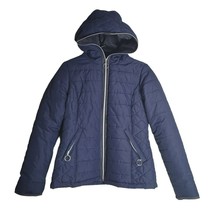 Maralyn &amp; Me Jacket Navy Blue Zip Quilted Womens Medium Winter Polyester - £20.93 GBP