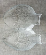 2 PASABAHCE Glass Fish Shape Tropical Marine Sushi Large Appetizer Plate Platter - £31.65 GBP