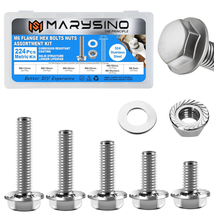 244pc M6 Flange Bolt Nut &amp; Washer Assortment Kit – 304 Stainless Steel, ... - $38.50