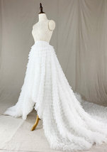 White High Low Tulle Skirt Gowns Custom Plus Size Wedding Bridal Train Outfit image 8