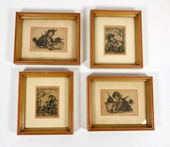 Lot of 4 Vintage Hummel Print Art Pictures Wood Framed w/ Glass 6.5 x 5.25 - £23.06 GBP
