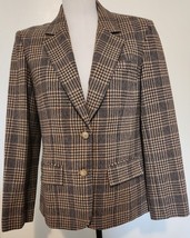 Pendleton Wool Jacket Blazer Women Size 12 Brown Gray Plaid 2 Button Vin... - £27.09 GBP