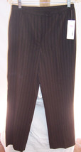 NWT Covington Stretch Dark Brown w White &amp; red Pin Stripes Pants Misses ... - $19.79