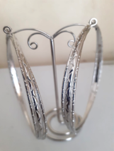 925 Sterling Silver Large Patterned Hoop Earrings Women UK - £2.94 GBP+
