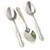 Utica Woodbine Stainless 6&quot; Dinner Spoons Floral Scrolls Set 3 - $18.80