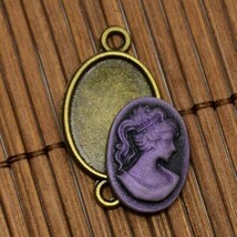 Cameo Cabochon Flatback Oval 18x13 Cabochon Setting Connector Pendant Set - £1.94 GBP