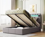 Upholstered Bed Full Size With Led Light, Lift Up Storage With Bed Bluet... - £362.40 GBP