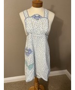 Bib Apron RETRO 50s -60&#39;s By Kathleen Quinn Blue And White Floral - $26.89