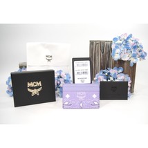 MCM Purple Rose Bandana Stud Visetos Leather Card Case Holder NWT - $222.26
