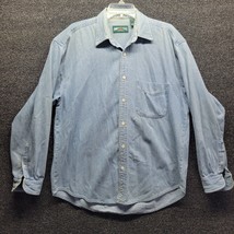Vtg American Eagle Outfitters Sz M Blue Denim Button Up Shirt Flaw** - £16.65 GBP