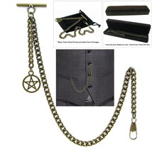 Albert Chain Bronze Color Pocket Watch Chain for Men with Star Fob T Bar AC27 - £9.96 GBP+
